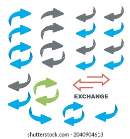 Page turn or back arrow flat vector set