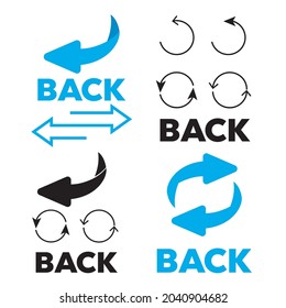Page turn or back arrow flat vector set
