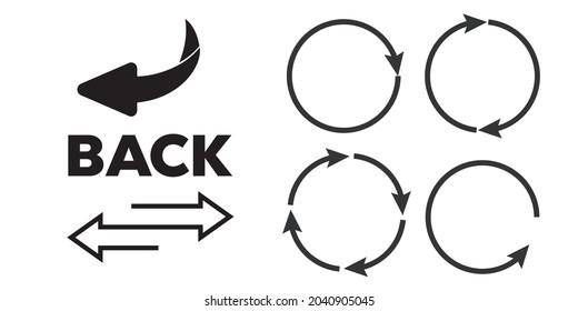 Page Turn Or Back Arrow Flat Vector Set