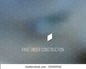 Page under Construction background, linear cubes on blurred background