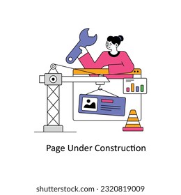 Page Under Construction Flat Style Design Vector illustration. Stock illustration