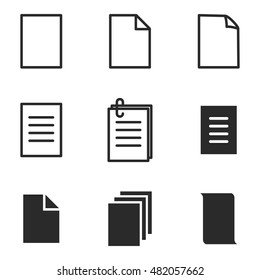 page vector icons. Simple illustration set of 9 page elements, editable icons, can be used in logo, UI and web design