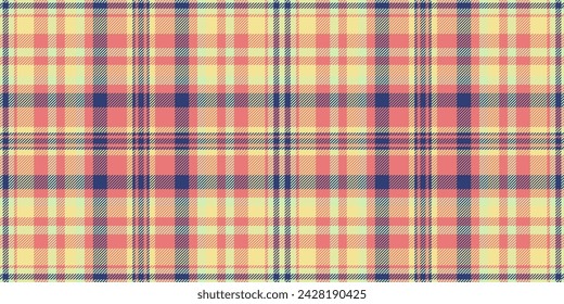 Seitenvektor Textur Stoff, Wolle nahtlose Hintergrund Check. Pop-Tartan-Textilkaromuster in Rot und Gelb.