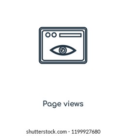 Page views concept line icon. Linear Page views concept outline symbol design. This simple element illustration can be used for web and mobile UI/UX.