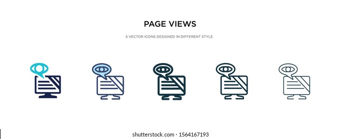 page views icon in different style vector illustration. two colored and black page views vector icons designed in filled, outline, line and stroke style can be used for web, mobile, ui