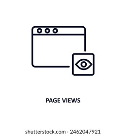 page views outline icon.  Thin line icon from artificial intelligence collection. Editable vector isolated on white background