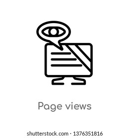 page views vector line icon. Simple element illustration. page views outline icon from big data concept. Can be used for web and mobile