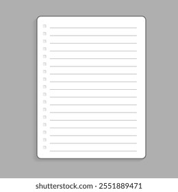 A page of a vintage notebook. A template for the design of mockups, products and corporate identity. Isolated on a grey background. Vector illustration.
