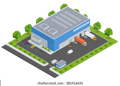 Page web design template. Set of flat vector web banners on the theme of Logistics, Warehouse, Freight, Cargo Transportation. Storage of goods.  Vector 3d isometric illustration