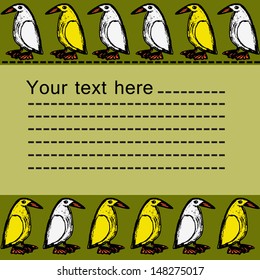 Page with yellow and white birds for text. Vector.