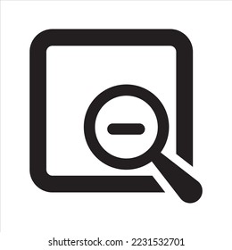 Page zoom out icon. Document search icon. Vector and glyph