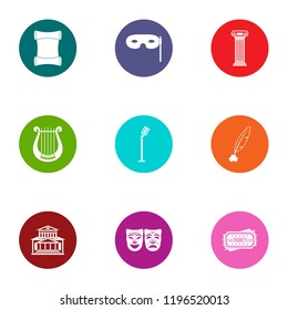 Pageant icons set. Flat set of 9 pageant vector icons for web isolated on white background