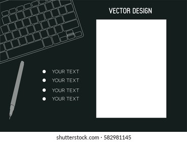 pagedesign. web page with pen,keyboard,note. page template vector