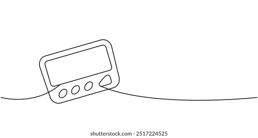 Buscapersonas, beeper una línea de dibujo continuo. Antiguos artilugios de comunicación. Ilustración lineal de Vector.