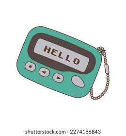 Pager isolated on white background. Back to 90s. Nostalgia for 1990s element. Retro style.