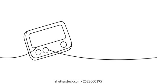 Pager una línea de dibujo continuo. Antiguos artilugios de comunicación. Ilustración lineal de Vector.