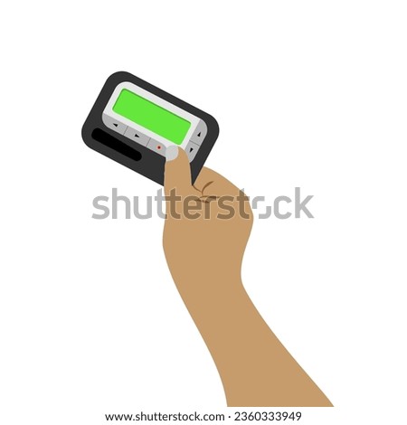 Pager . Retro telecommunication device from 90s. Vector flat illustration of black pager