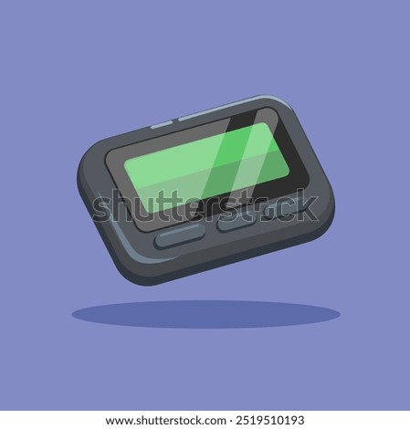 Pager Retro Telecommunication Technology Device Cartoon Illustration Vector