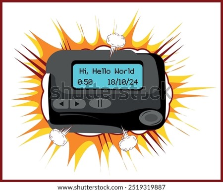 Pager Vector Design and Pager Blast Vector Design or Beeper Boom Design