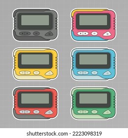 Pagers cartoon isolated vector illustration set.