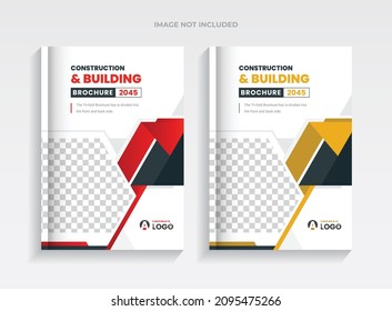 Pages colorful Real estate or construction brochure cover page theme design template. creative and modern layout theme for multipurpose use