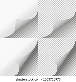 Pages curl set. Page peel transparent. Vector illustration