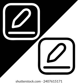 Pages or Edit  vector icon, Outline style, isolated on Black and White Background.