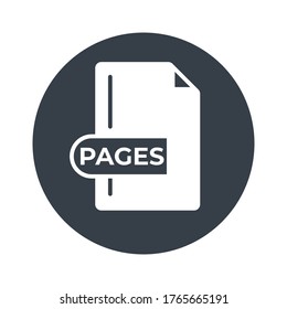 PAGES File Format Icon. PAGES extension filled icon.