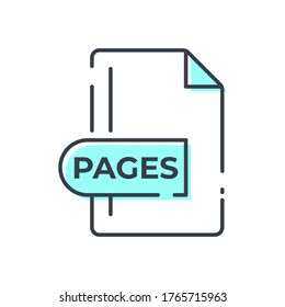 PAGES File Format Icon. PAGES extension line icon.