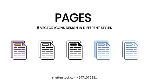 Pages icons vector set stock illustration.