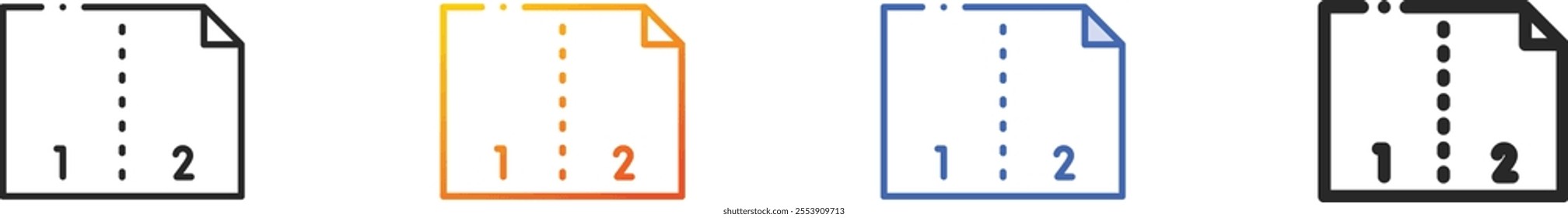 pages icon.Thin Linear, Gradient, Blue Stroke and bold Style Design Isolated On White Background