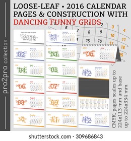 Pages kit for construction loose-keaf desk calendar for printing
