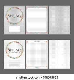 Pages for notebooks.Notebooks, decals, diary, cards, school accessories. Spring motives, floral elements.