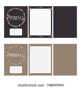 Pages for notebooks.Notebooks, decals, diary, cards, school accessories. Spring motives, floral element