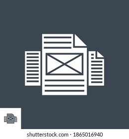 Icono de glifo vector relacionado de páginas. Aislado en fondo negro. Ilustración vectorial.