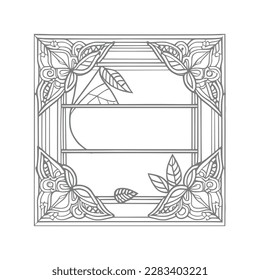 The pages of the vintage coloring book showcase a stunning open window with lovely flowers and leafs.