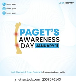 Paget's Awareness Day background with a bone with Paget disease
