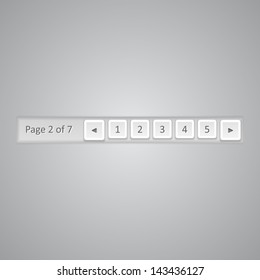 Pagination bar template | abstract vector design | silver gray white color | web page