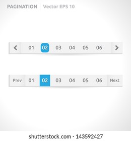 Pagination bars | color blue and white | abstract vector design | website element | paper silver look