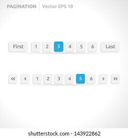 Pagination bars | color blue and white | abstract vector design | website element | paper silver look