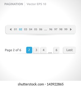 Pagination bars | color blue and white | abstract vector design | website element | paper silver look