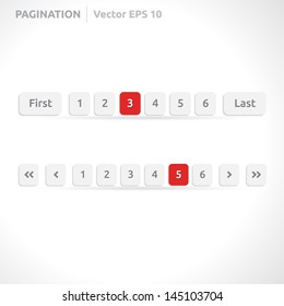 Pagination bars | color red and white | abstract vector design | website element | paper silver look