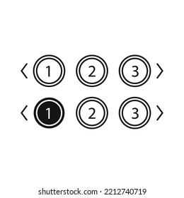 Pagination bars set. Collection buttons for site navigation. Interface elements for menu and box with arrows. Round and square slide controls. Internet panel for search webpages in black style