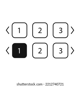 Pagination bars set. Collection buttons for site navigation. Interface elements for menu and box with arrows. Round and square slide controls. Internet panel for search webpages in black style