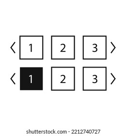 Pagination bars set. Collection buttons for site navigation. Interface elements for menu and box with arrows. Round and square slide controls. Internet panel for search webpages in black style