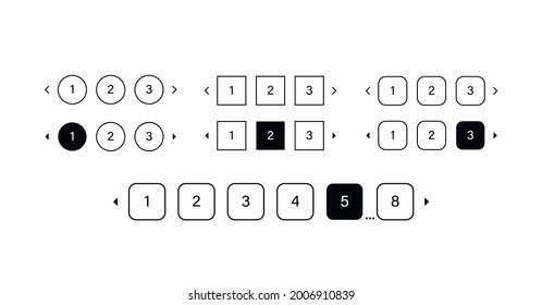 Pagination bars set. Vector illustration. Button website navigation to the next page isolated on white background.