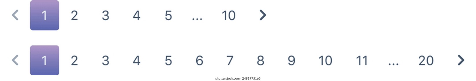 Pagination bars set. Vector illustration. Button website navigation to the next page isolated on white background. Pagination bars vector templates for web page navigation interface buttons