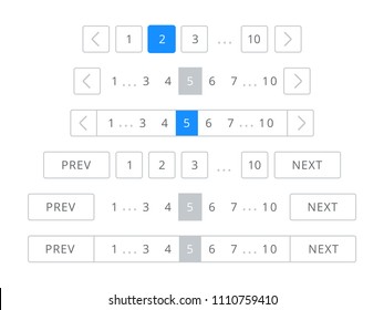 Pagination bars vector templates for web page navigation interface buttons