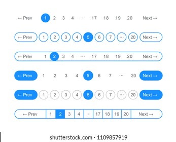 Pagination bars and web buttons vector round templates for page navigation or pagination interface