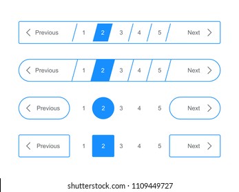 Pagination bars and web page navigation vector templates for pagination interface